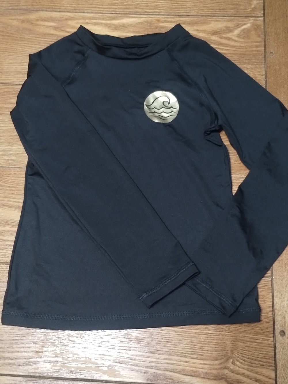 art class Black Long Sleeve Top with Gold Wave Badge
